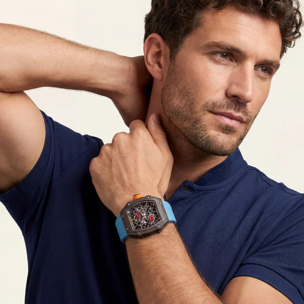 RM Brown Grid Dial Watch