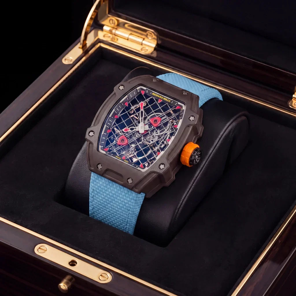 RM Brown Grid Dial Watch