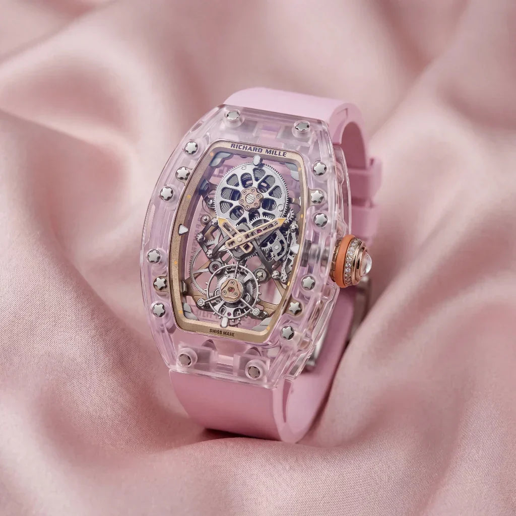 RM Lilac-Pink Frame Skeleton Watch