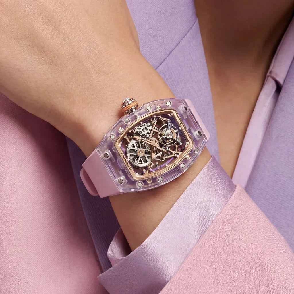 RM Lilac-Pink Frame Skeleton Watch