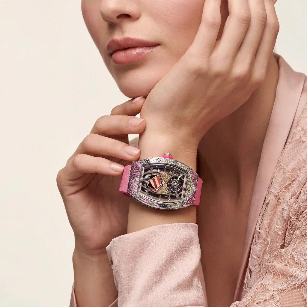 RM Pink Multicolor Stone Set Watch