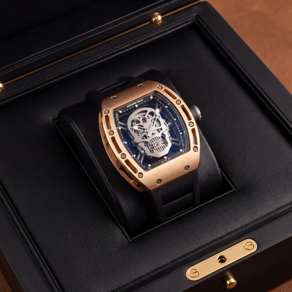 RM Rose Tone Skull Motif Watch