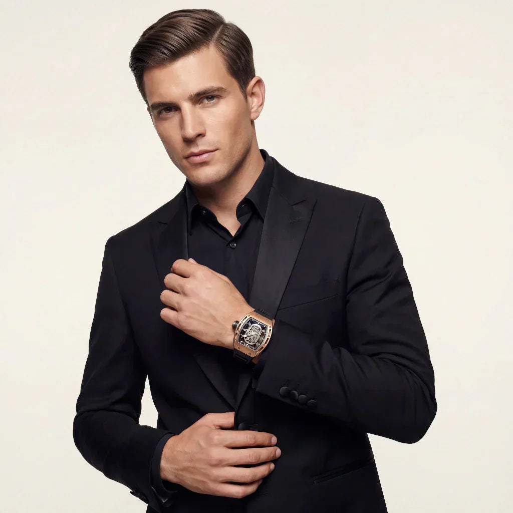 RM Rose Tone Skull Motif Watch