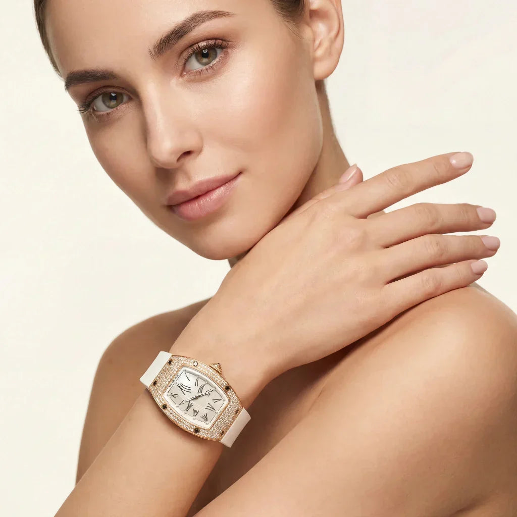 RM Rose Tone Stone Set Ladies Watch