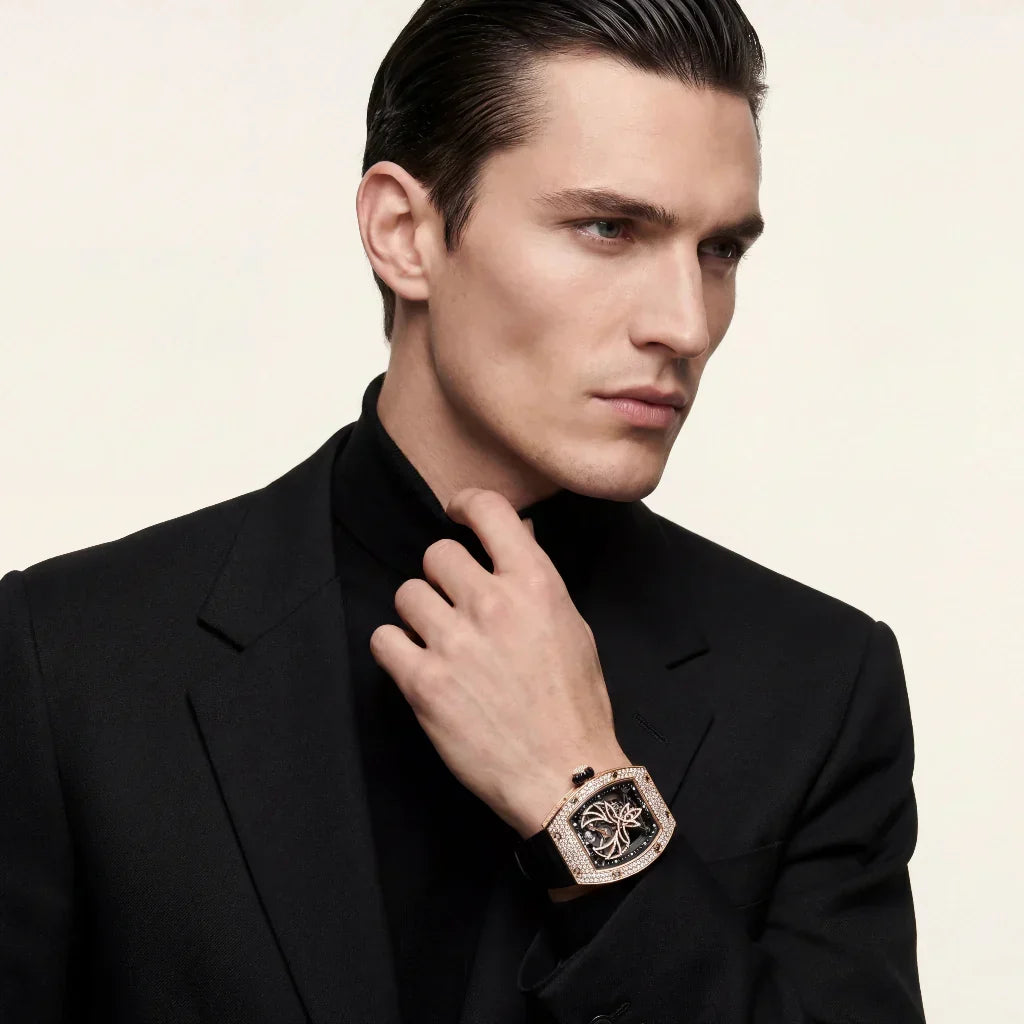 RM Rose Tone Stone Set Phoenix Motif Watch