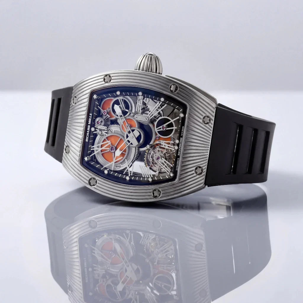 RM Silver Ribbed Case Watch