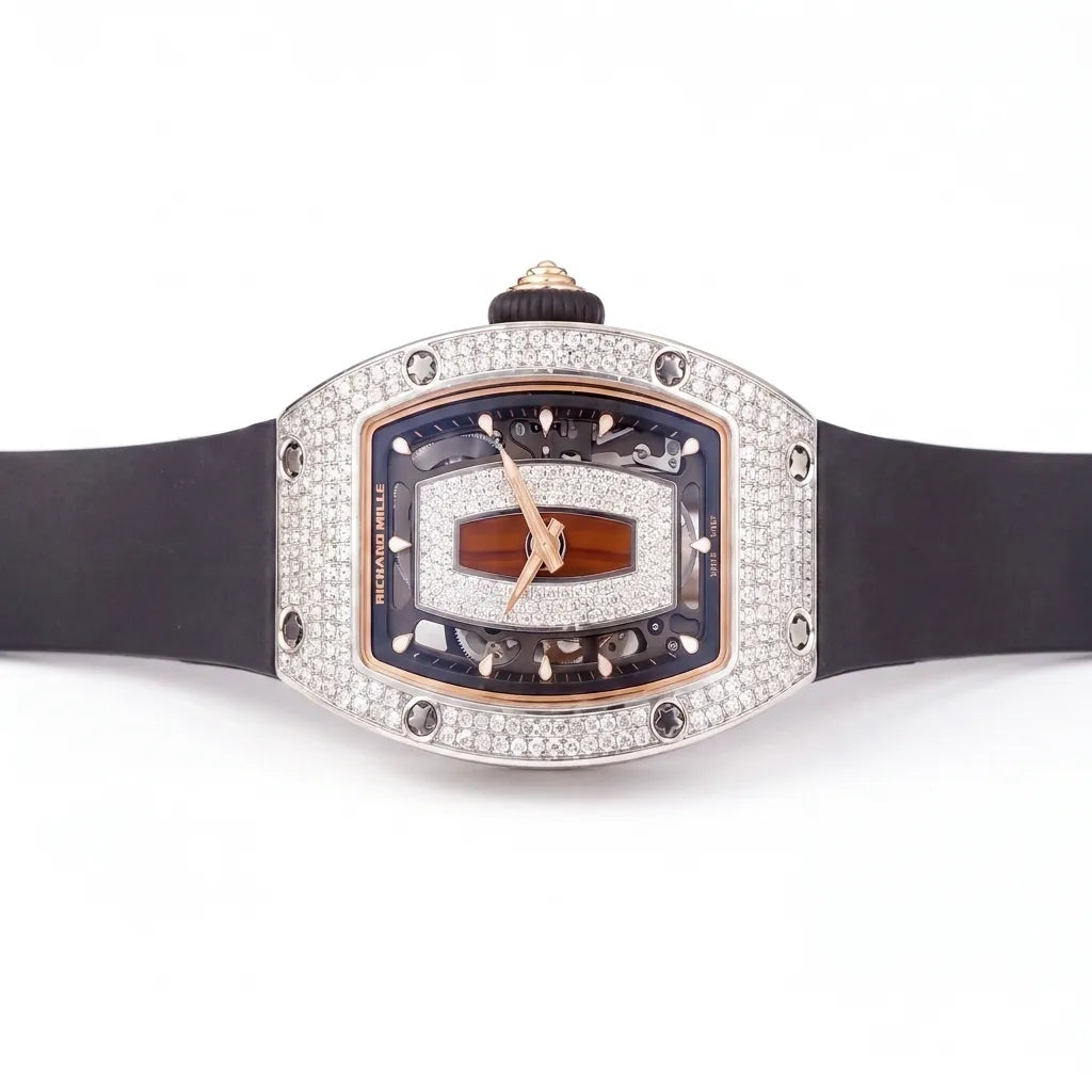 RM Silver Stone Set Panel Dial Watch