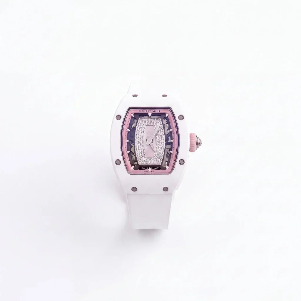 RM White Pink Stone Set Watch