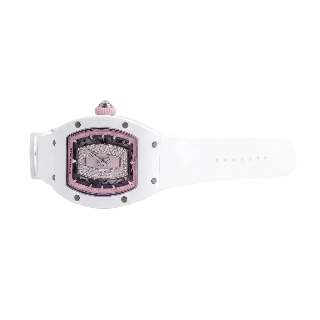 RM White Pink Stone Set Watch