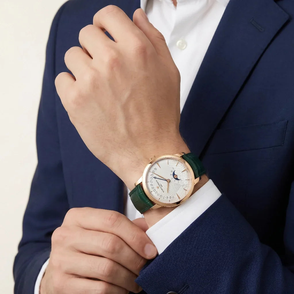 VC Green Strap Moonphase Style Watch