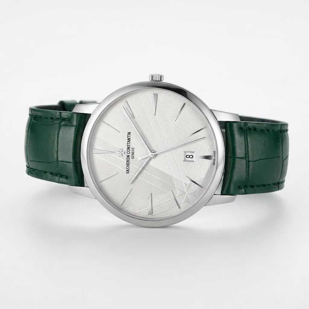 VC Green Textured Strap Date Window Watch