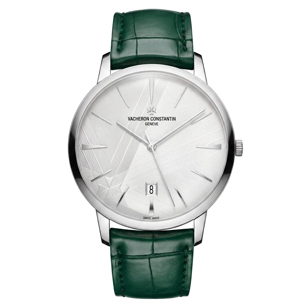 VC Green Textured Strap Date Window Watch